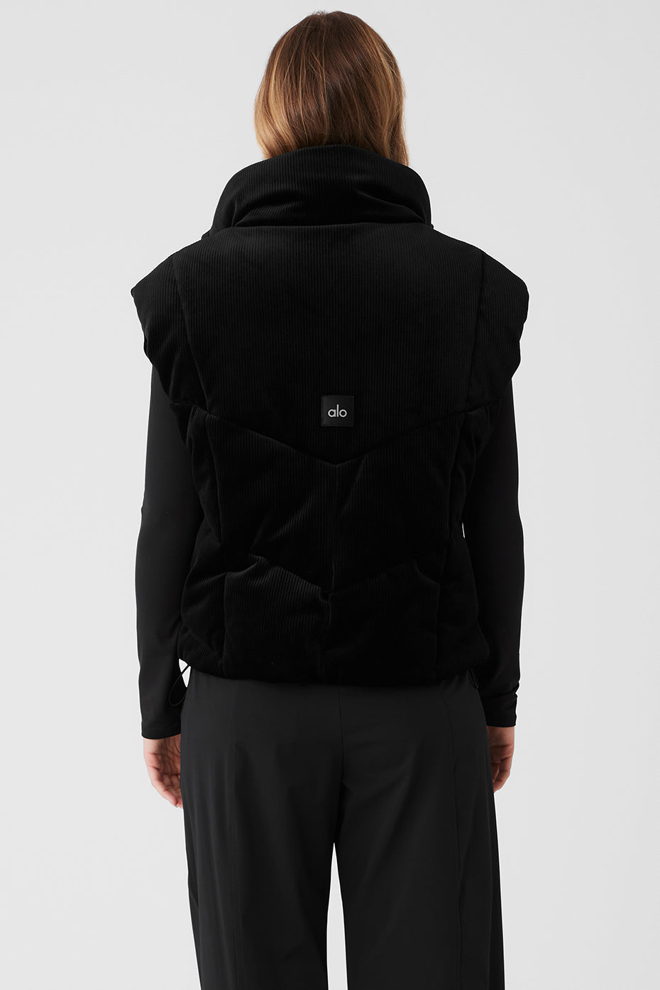 Ribbed Velour Mountain Side Puffer Vest