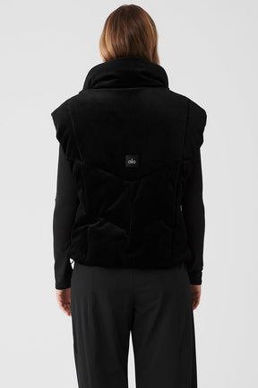 Ribbed Velour Mountain Side Puffer Vest