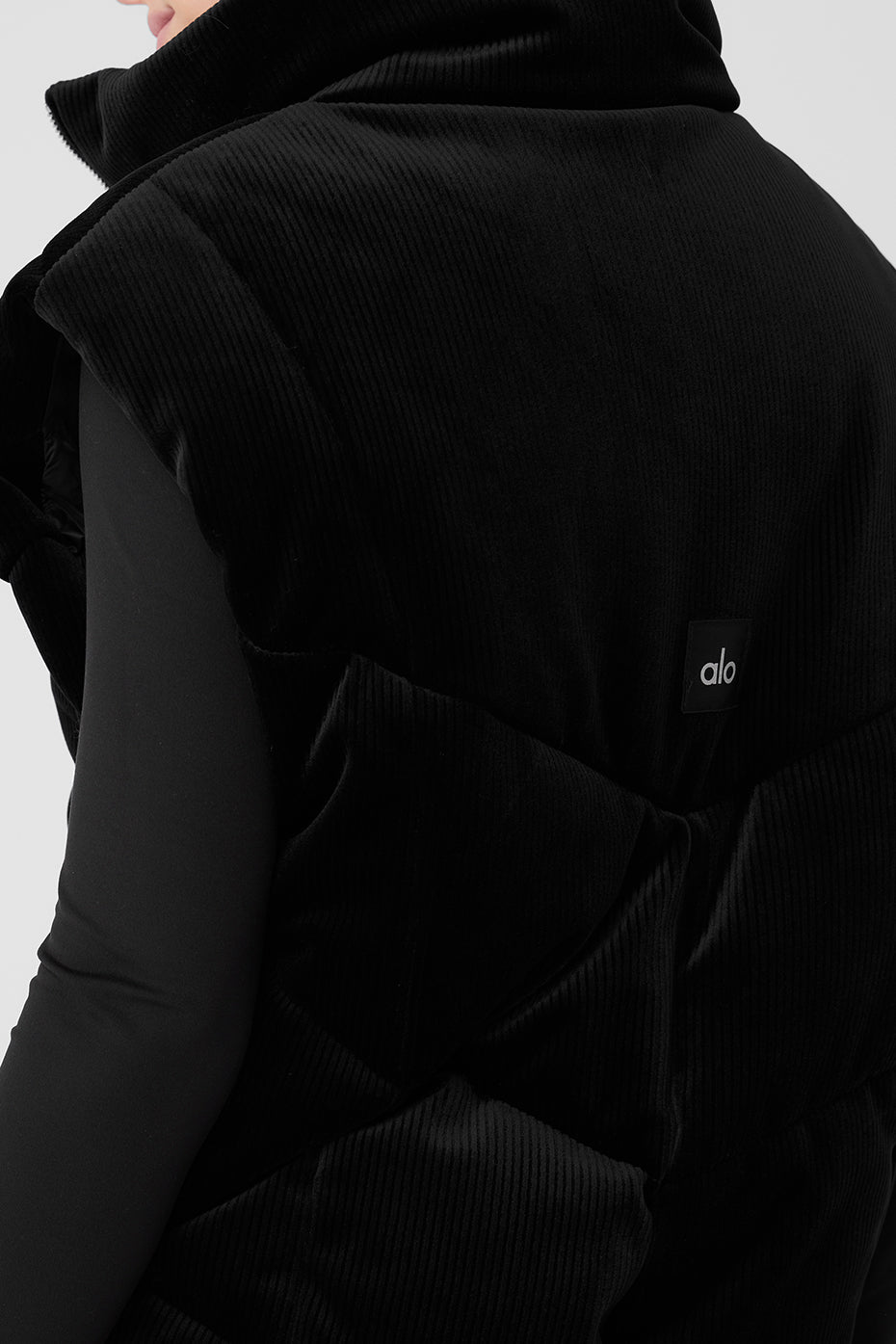 Ribbed Velour Mountain Side Puffer Vest