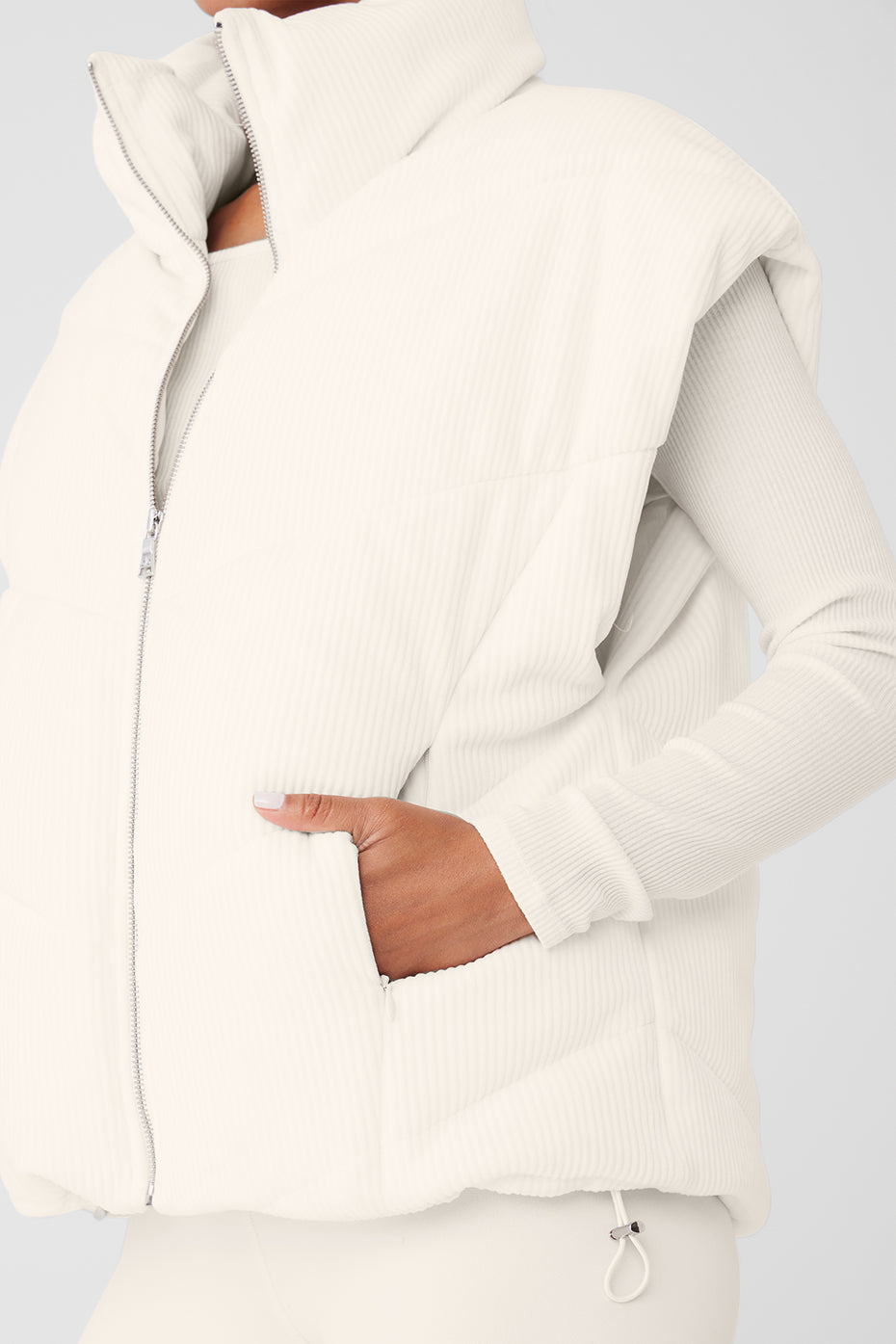 Ribbed Velour Mountain Side Puffer Vest