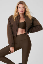 Cropped Break Line Bomber Jacket
