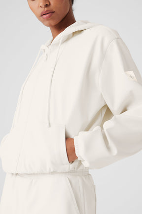 Faux Leather Power Hour Full Zip Cropped Jacket