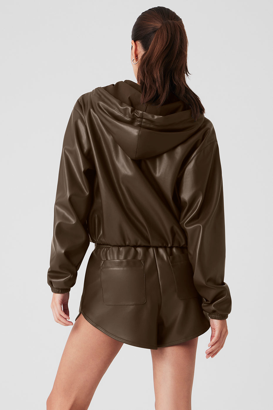 Faux Leather Power Hour Full Zip Cropped Jacket