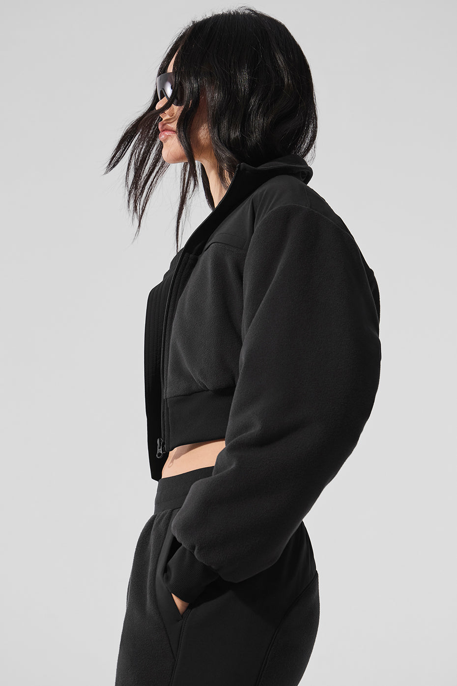 Polar Fleece Cropped Wintry Mix Jacket