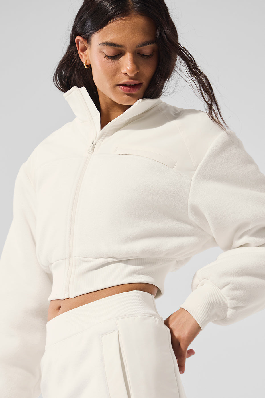 Polar Fleece Cropped Wintry Mix Jacket
