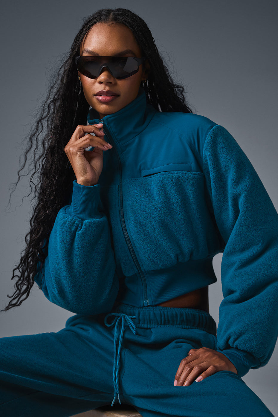 Polar Fleece Cropped Wintry Mix Jacket