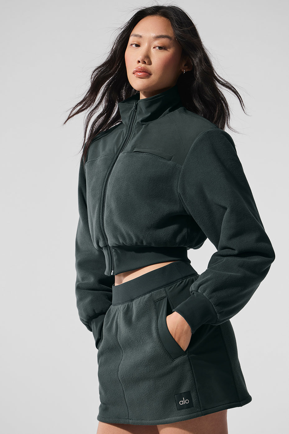 Polar Fleece Cropped Wintry Mix Jacket