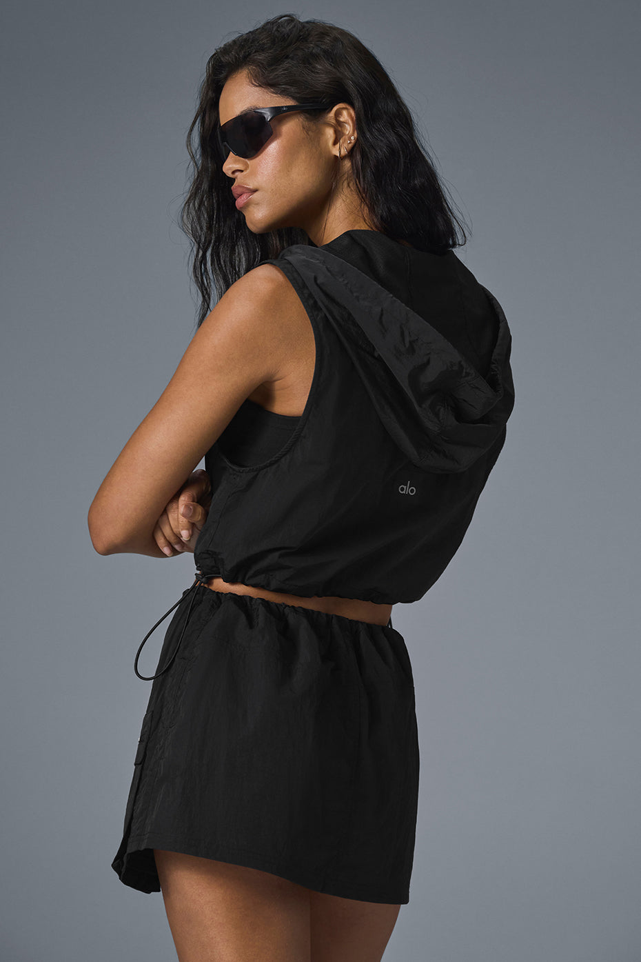 Crinkle Cropped Surplus Vest