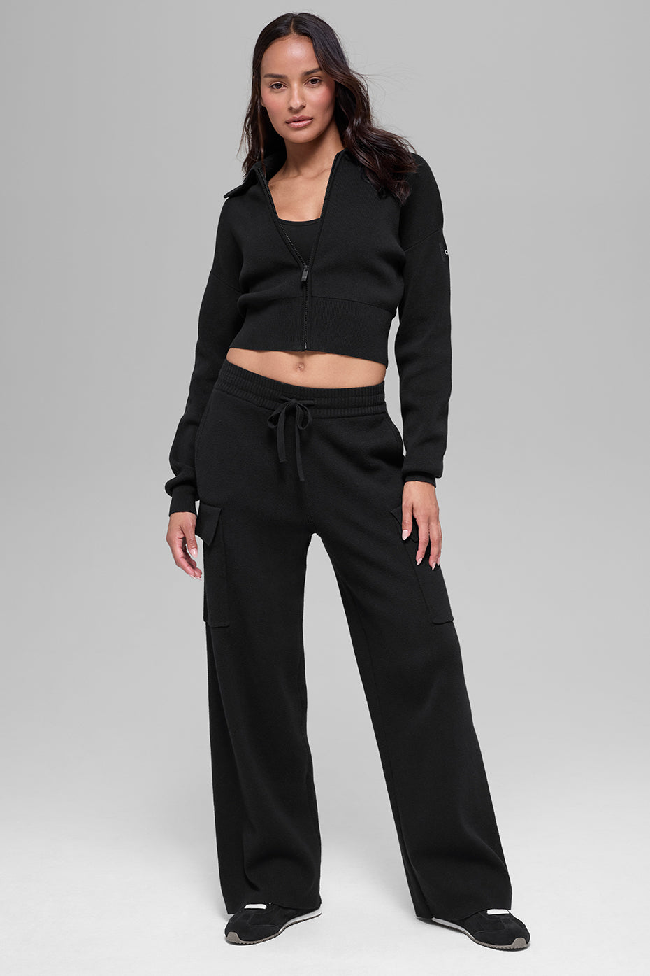Scholar Knit Cropped Full Zip Jacket