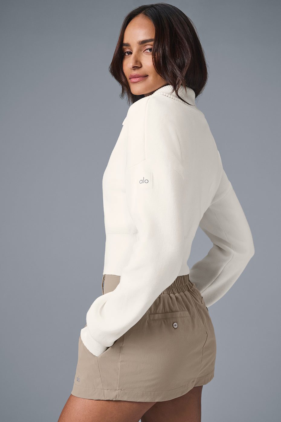 Scholar Knit Cropped Full Zip Jacket