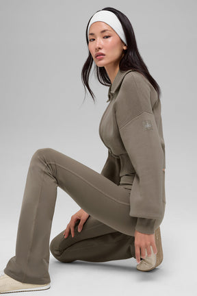 Scholar Knit Cropped Full Zip Jacket