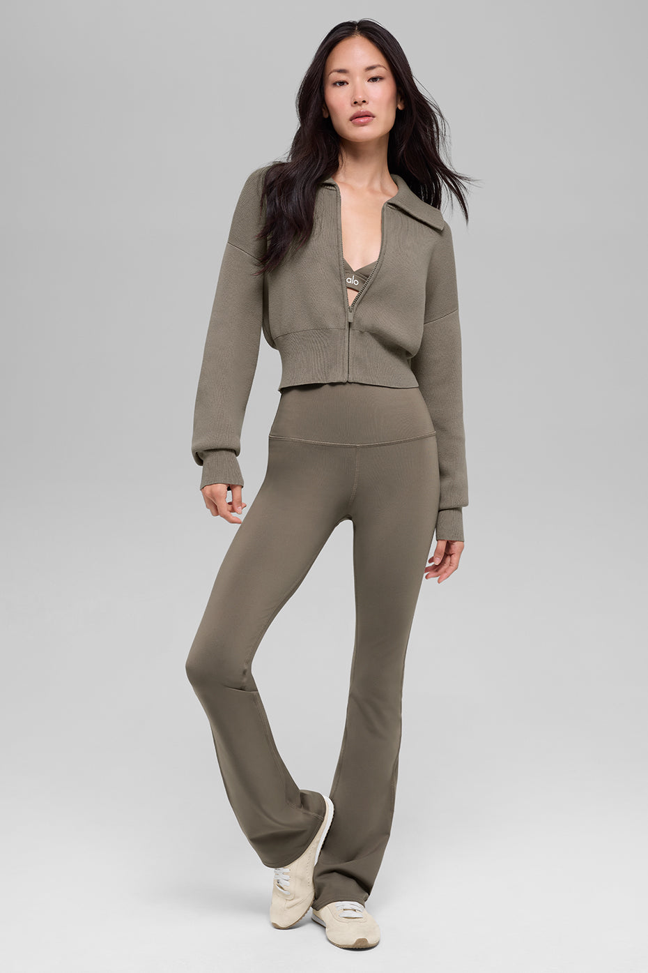 Scholar Knit Cropped Full Zip Jacket