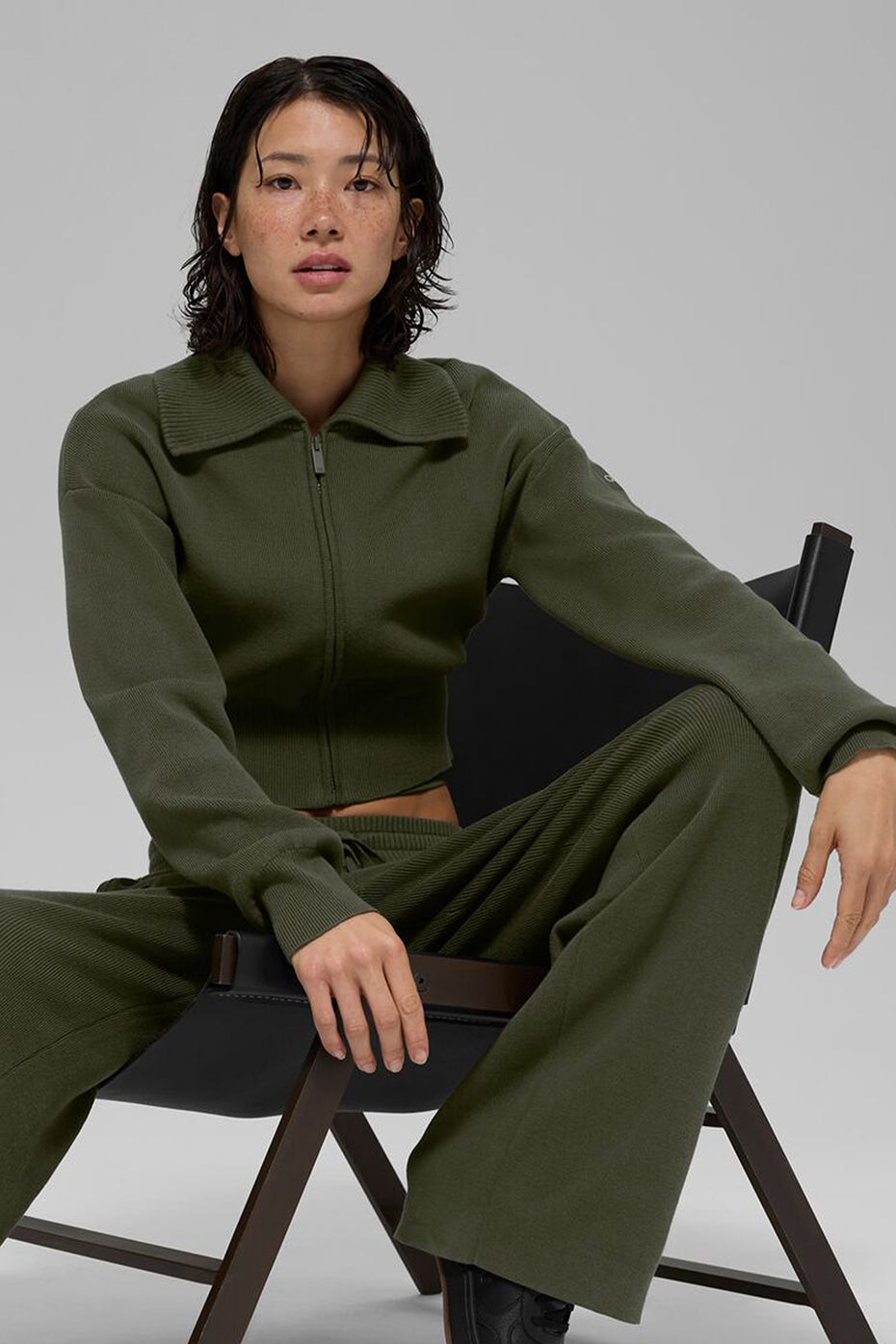 Scholar Knit Cropped Full Zip Jacket