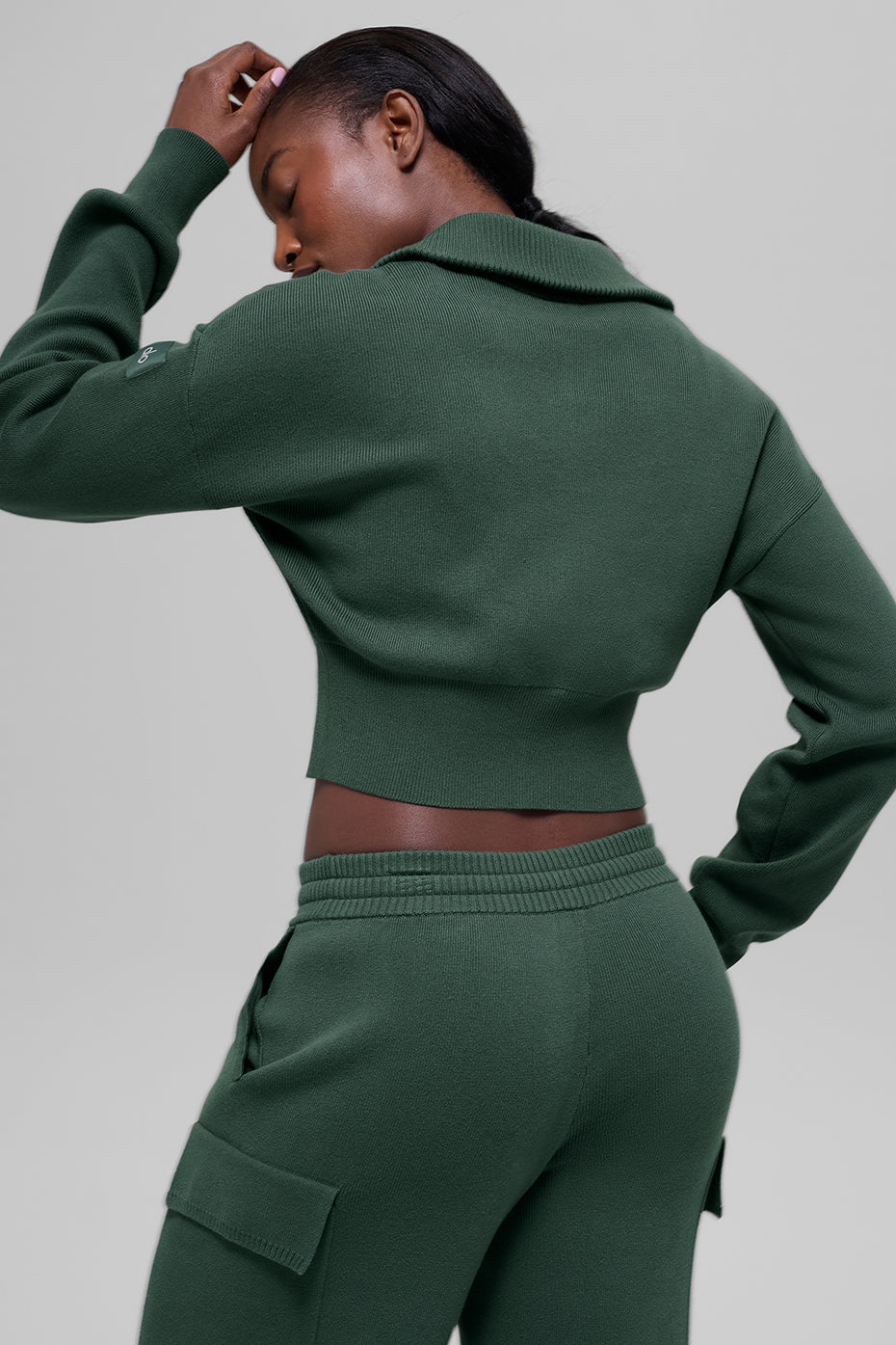 Scholar Knit Cropped Full Zip Jacket