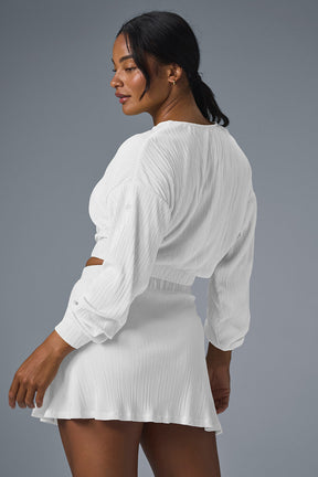 Cropped Micro Plisse Jacket