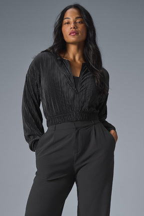 Cropped Micro Plisse Jacket