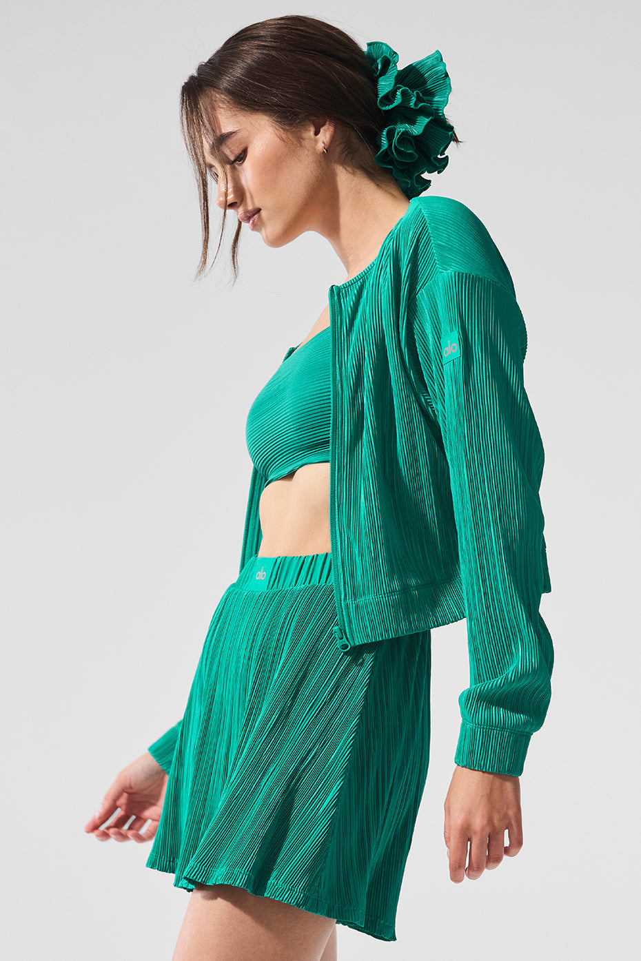 Cropped Micro Plisse Jacket