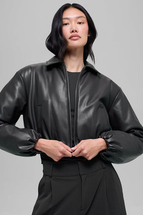 Faux Leather Cropped Premier Bomber
