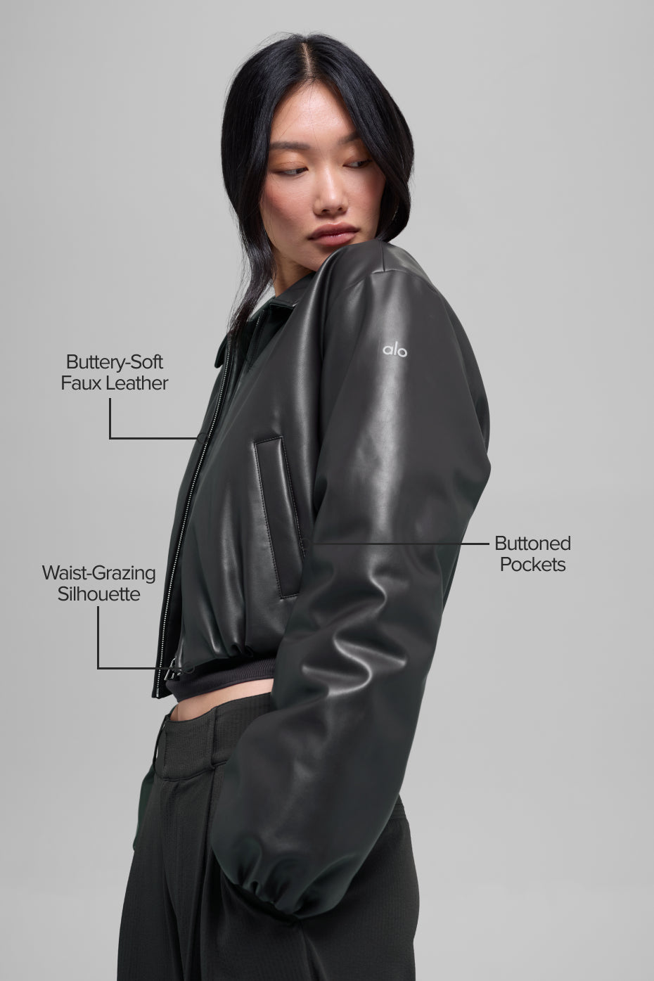 Faux Leather Cropped Premier Bomber