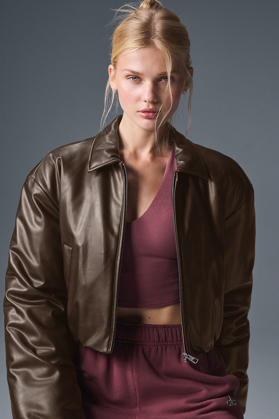 Faux Leather Cropped Premier Bomber