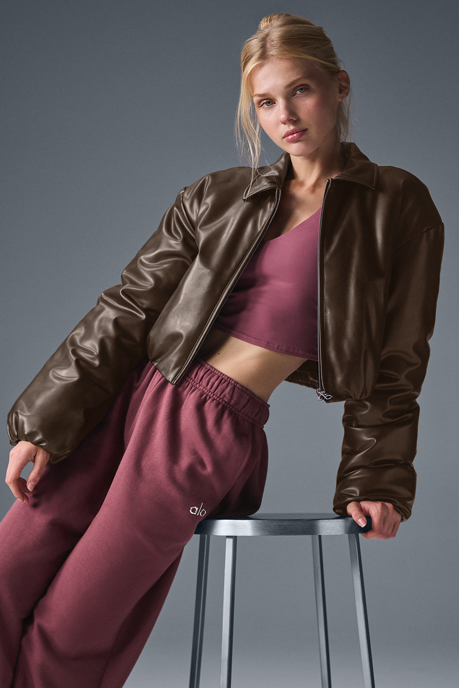 Faux Leather Cropped Premier Bomber