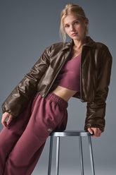 Faux Leather Cropped Premier Bomber