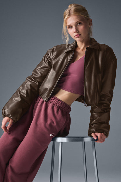 Faux Leather Cropped Premier Bomber