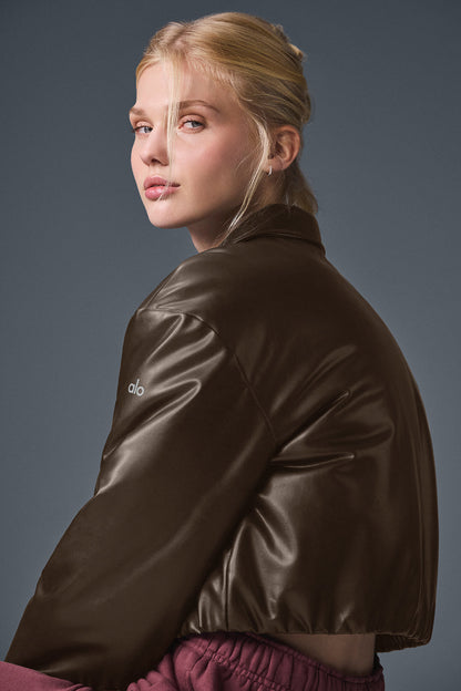 Faux Leather Cropped Premier Bomber