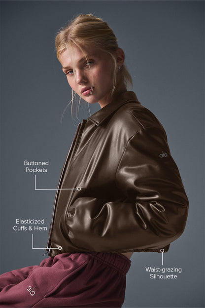 Faux Leather Cropped Premier Bomber