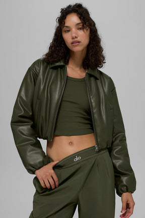 Faux Leather Cropped Premier Bomber