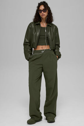 Faux Leather Cropped Premier Bomber