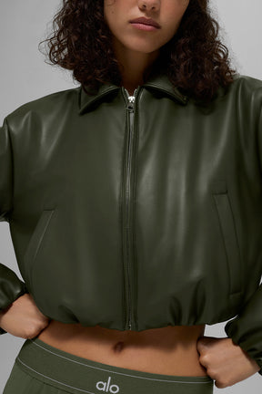 Faux Leather Cropped Premier Bomber