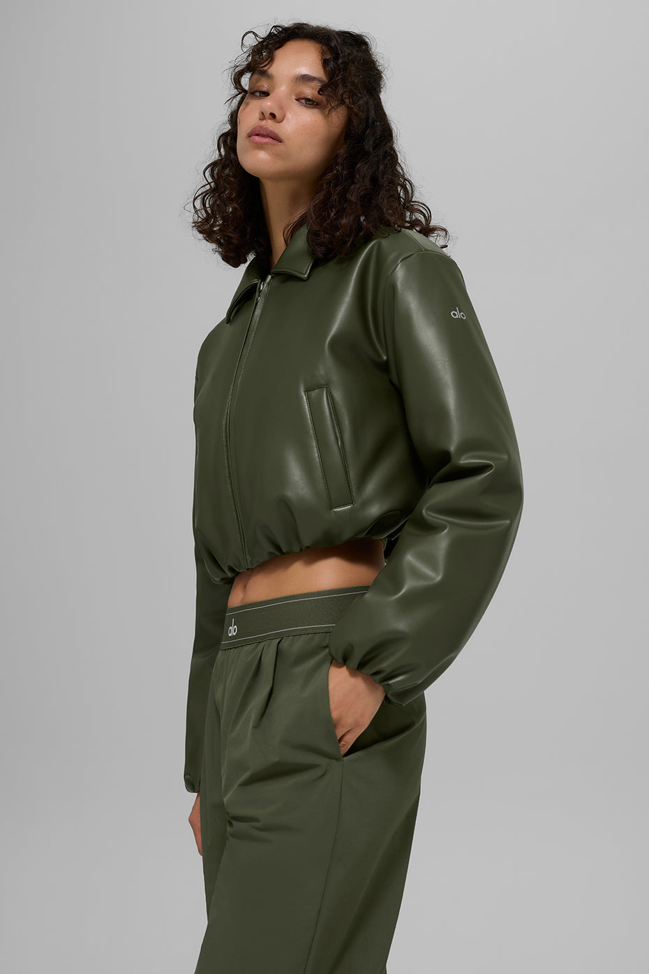 Faux Leather Cropped Premier Bomber