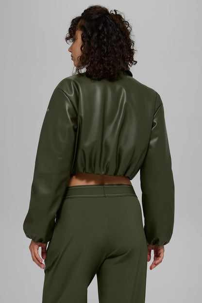 Faux Leather Cropped Premier Bomber
