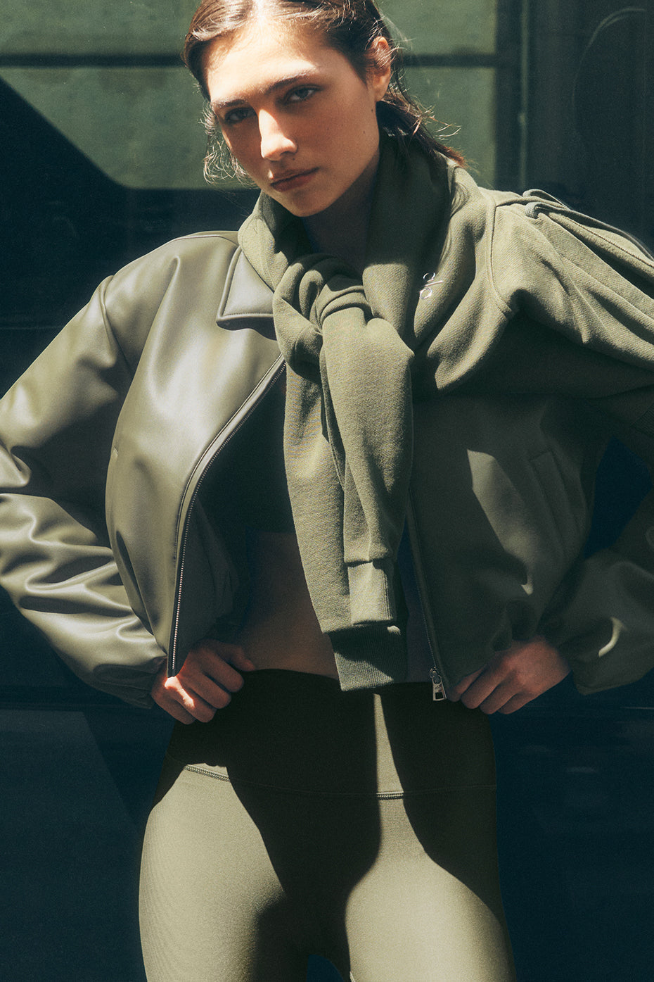 Faux Leather Cropped Premier Bomber