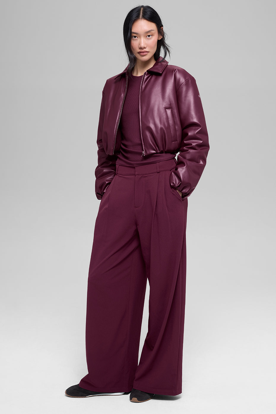 Faux Leather Cropped Premier Bomber