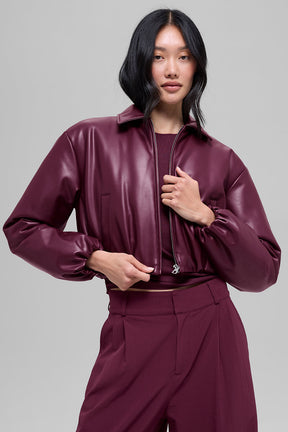 Faux Leather Cropped Premier Bomber