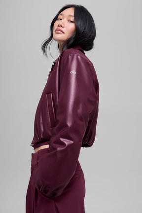 Faux Leather Cropped Premier Bomber