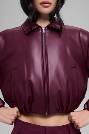 Faux Leather Cropped Premier Bomber