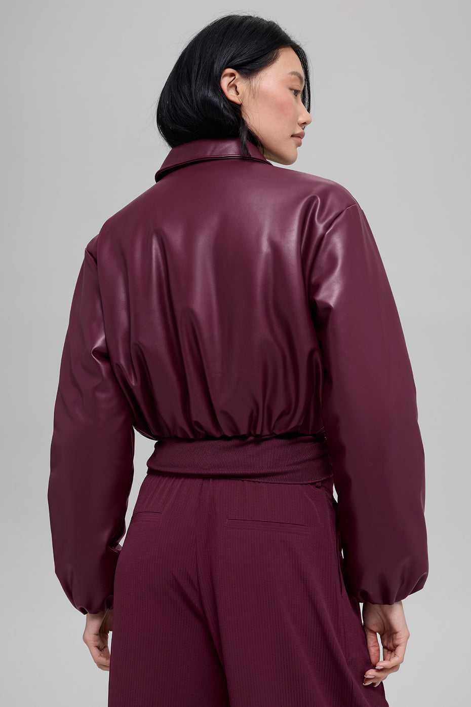 Faux Leather Cropped Premier Bomber