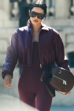 Faux Leather Cropped Premier Bomber