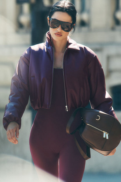Faux Leather Cropped Premier Bomber