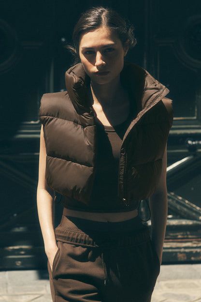 Cropped Gold Rush Puffer Vest