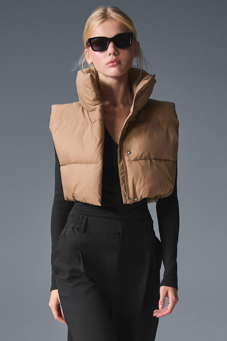 Cropped Gold Rush Puffer Vest
