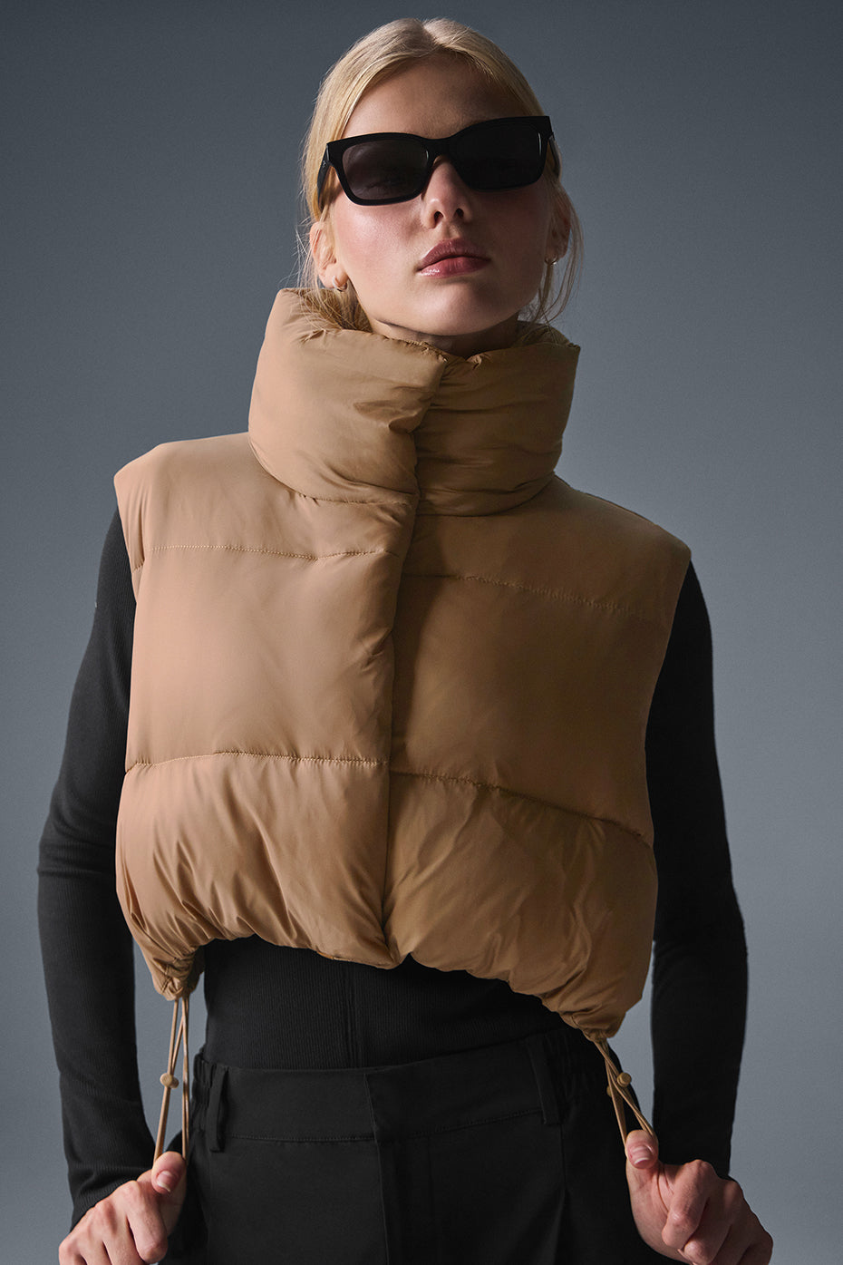 Cropped Gold Rush Puffer Vest