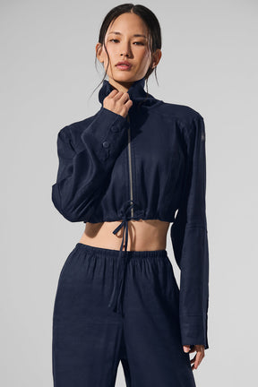 Linen Cropped Getaway Jacket