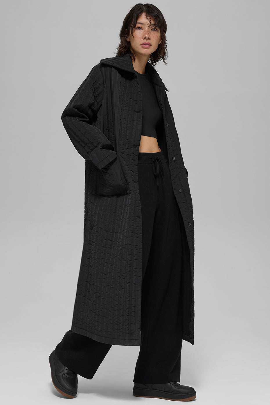 Quilted Skyline Long Coat