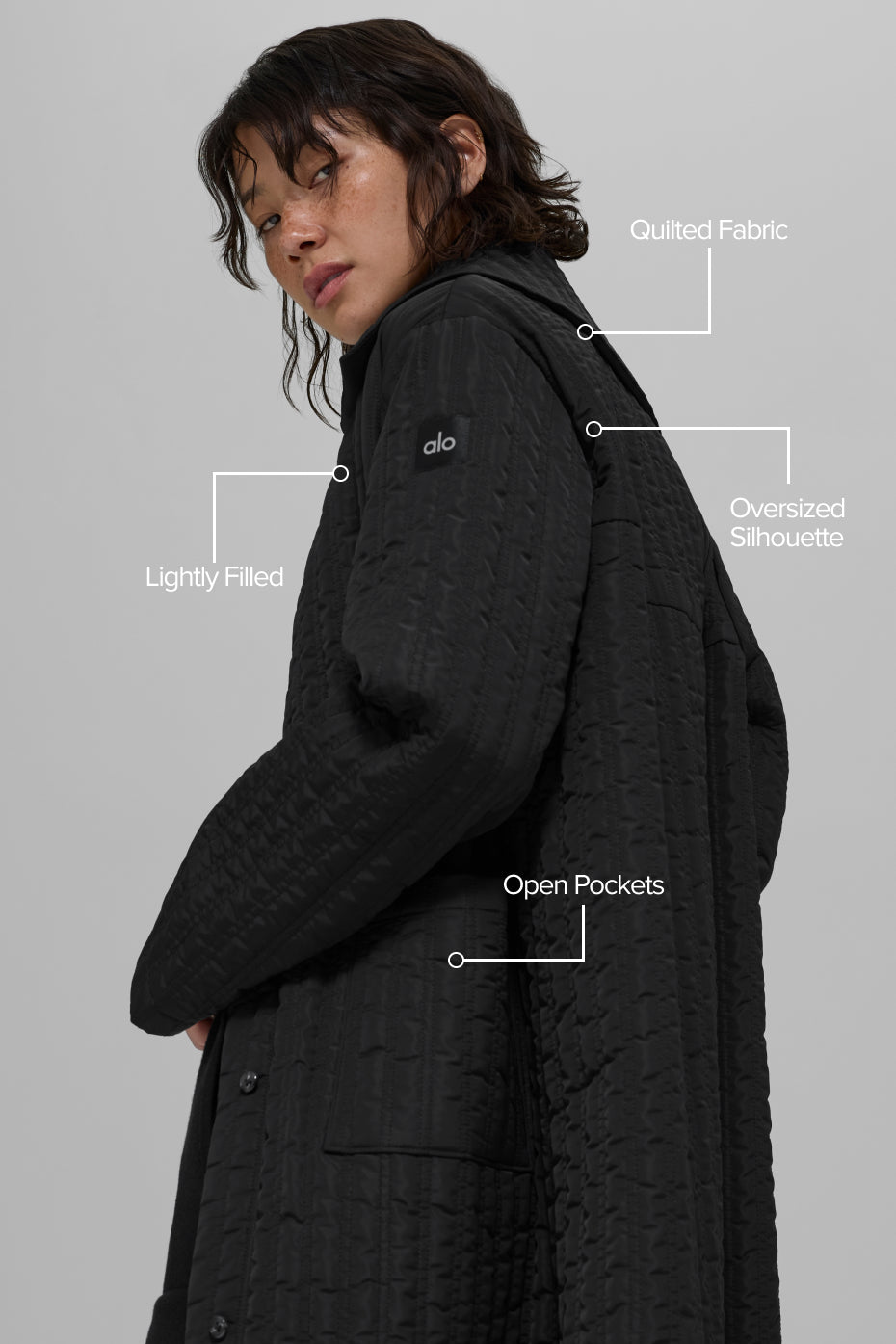 Quilted Skyline Long Coat