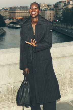 Quilted Skyline Long Coat