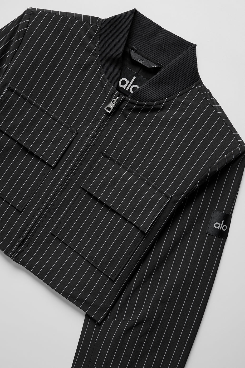 Cropped Pinstripe Main Character Full Zip Jacket